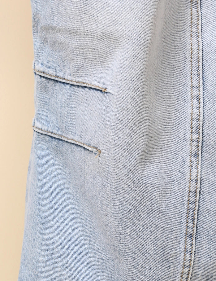 Women's Mid Rise Wide Denim Jeans Misty Blue