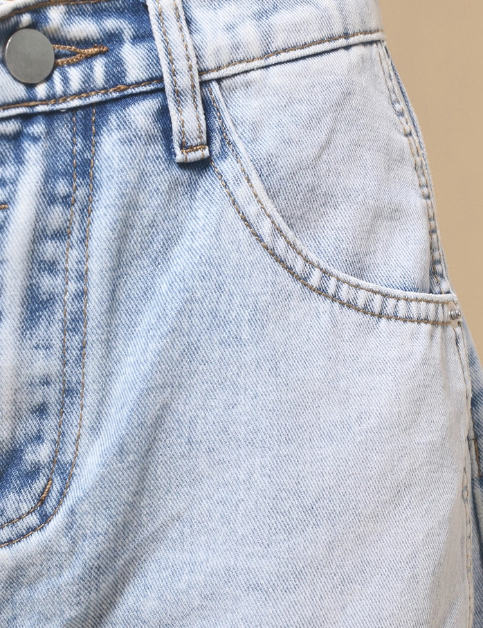 Women's Mid Rise Wide Denim Jeans Misty Blue